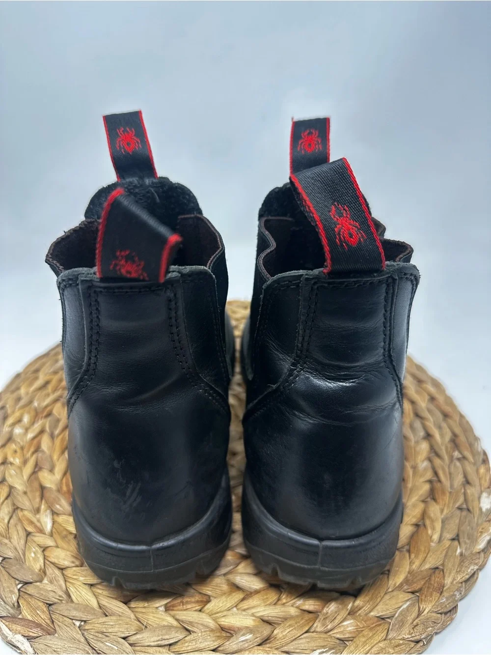 Redback Easy Escape Slip On 6 Inch Steel Toe Black Leather Boots Size 8.5 Men's